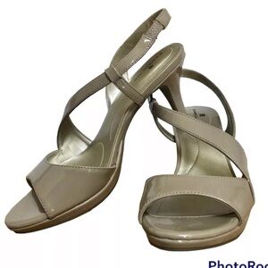 Bandolino Womens Karcsi Plataform Beige Dress Sandals Shoes 7 M Round Open Toec7